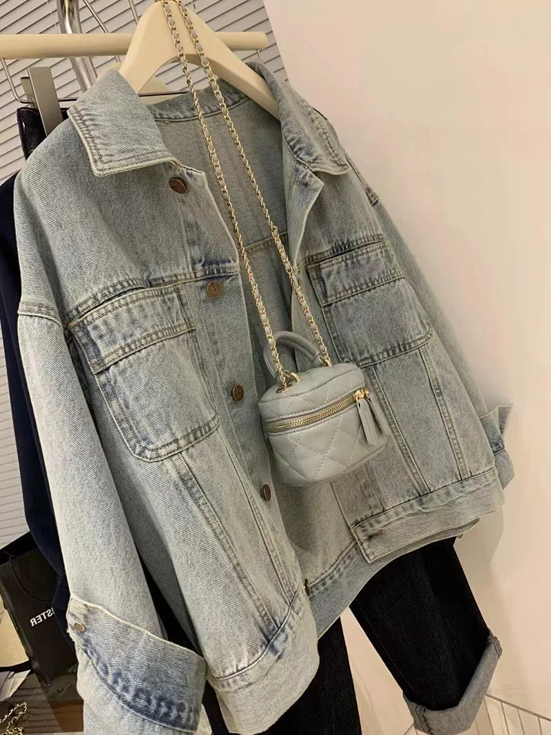 Embroidery Jeans - Denim Mantel Frauen Y2k Frühling Herbst