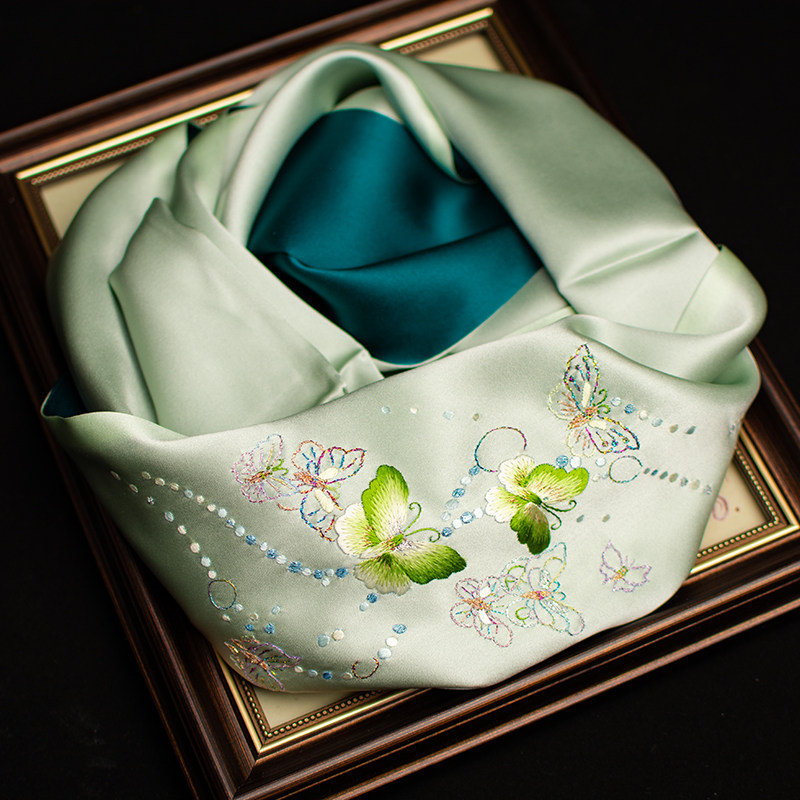 Embroidery Gift - Schal aus reiner Seide mit Suzhou-Stickerei,