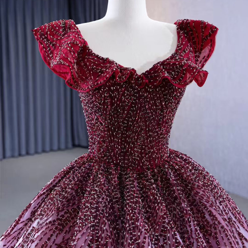 Embroidery Organza - Abendkleid mit O-Ausschnitt und Flügelärmeln, mit
