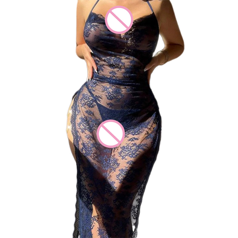 Embroidery Underwear - Sexy Erotik-Set Damen Spitzen-Nachthemd Durchsichtiges Lingerie-Kleid