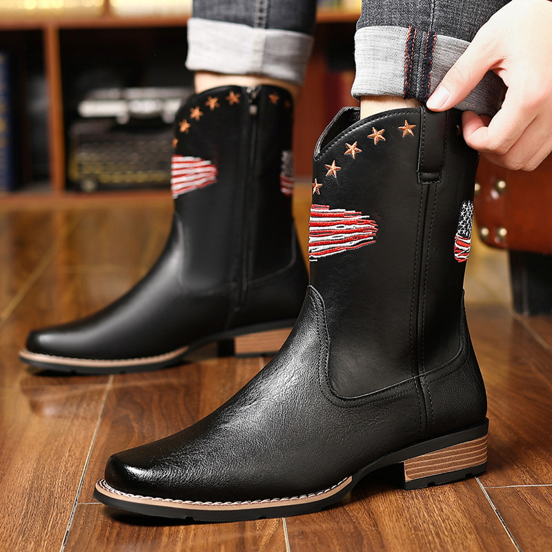 Embroidery Stitches - Neue Marken-Herrenstiefel mit Stickerei, Retro Handgefertigte