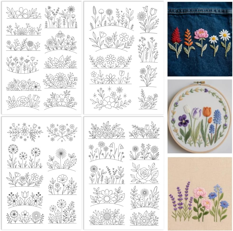 Embroidery Paper - Blumen wasserlöslicher Stabilisator für Stickstick und