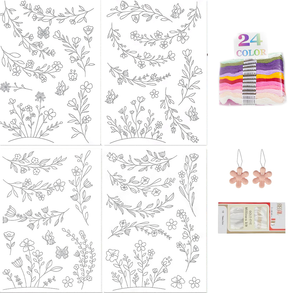 Embroidery Paper - Wasserlösliches Stickerei-Stabilisierungspapier, selbstklebend, auswaschbare Blätter, Blumen-
