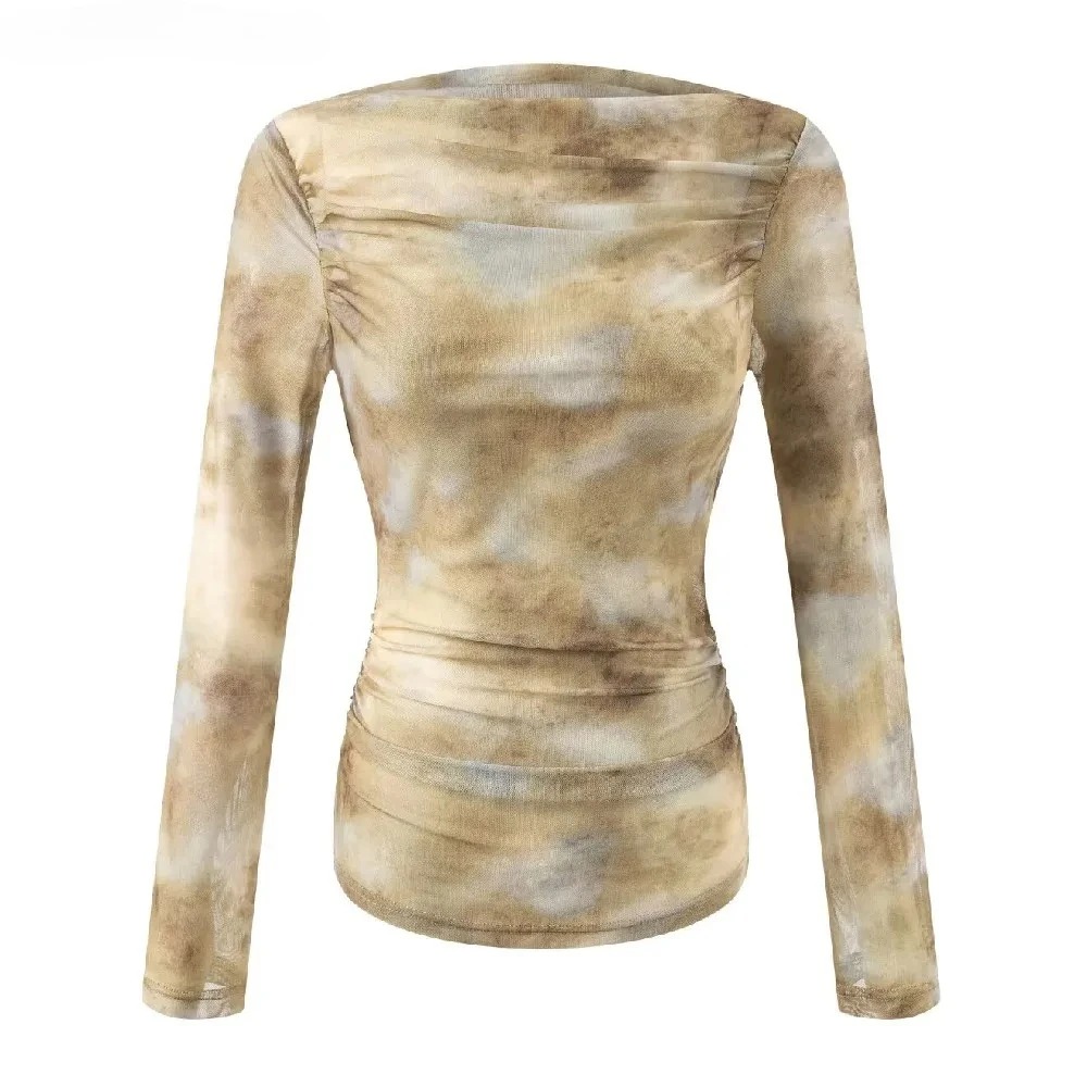 Embroidery Fashion - 2025 Sexy Tie-Dye-Print T-Shirt mit gerafften