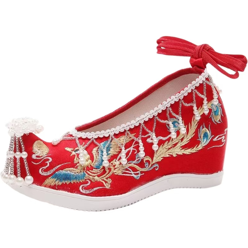 Embroidery Beads - Frauen Neue Rote Gestickte Hochzeit Schuhe