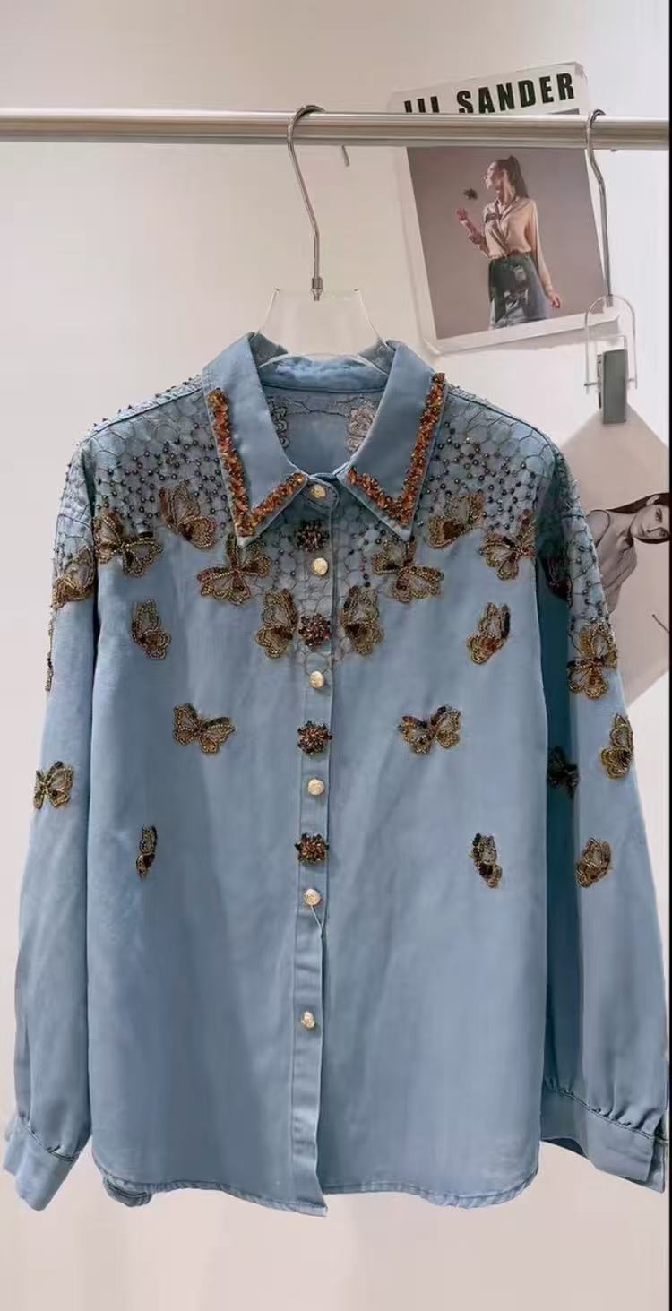 Embroidery Jeans - Luxuriöse Denim-Jacke für Damen: Lässiges Mode-Shirt