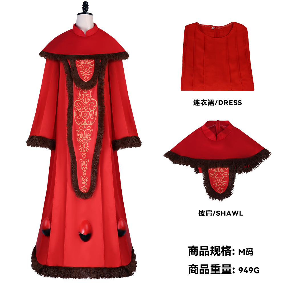 Embroidery Shawl - Damen Retro Rotes Besticktes Gewand mit