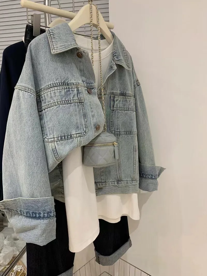 Denim Mantel Frauen Y2k Frühli – Embroidery Jeans Bewertung und Preis