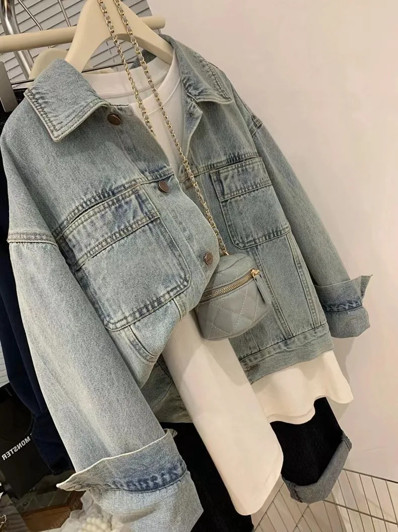 Denim Mantel Frauen Y2k Frühli – Embroidery Jeans Bewertung und Preis