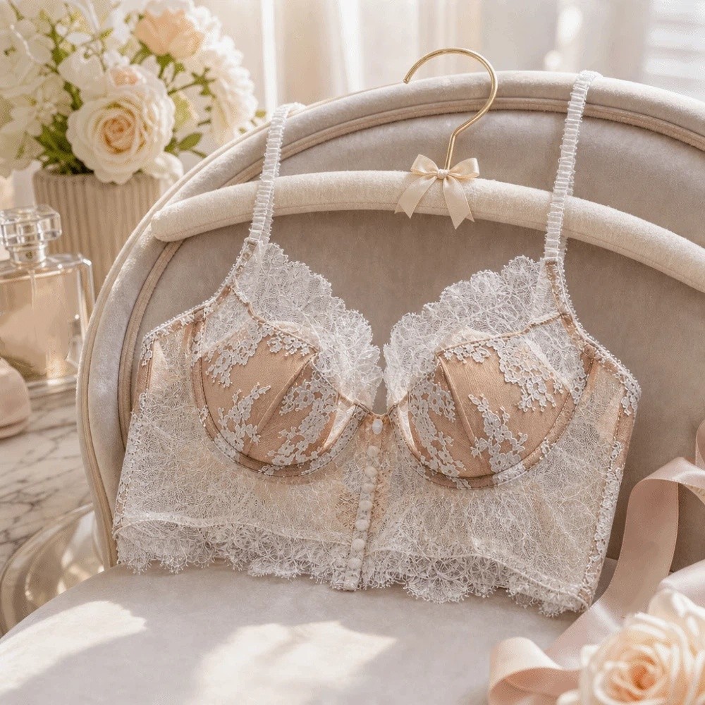 Blumenstickerei-Spitzen-BH ohn – Embroidery Underwear Bewertung und Preis
