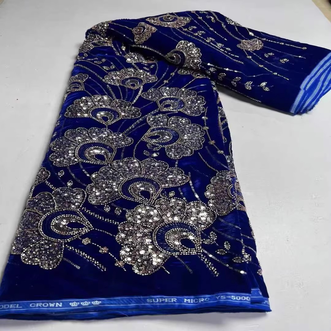 5 Yard neuer Samtstoff mit Pai – Embroidery Beads Bewertung und Preis
