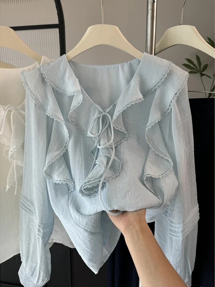 Französische V-Ausschnitt Blus – Embroidery Fashion Bewertung und Preis
